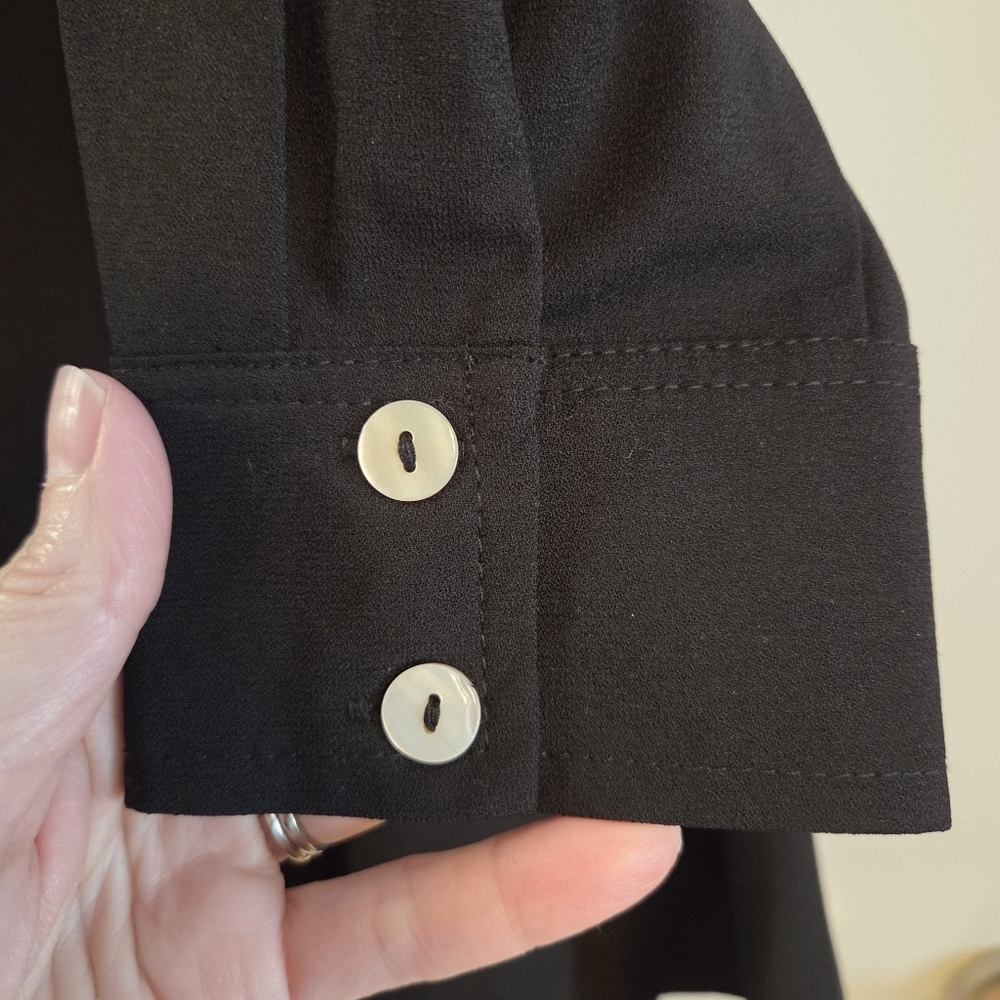TUCKERNUCK POMANDER PLACE Black Crepe Callahan Shirt Dress Medium - Picture 5 of 12